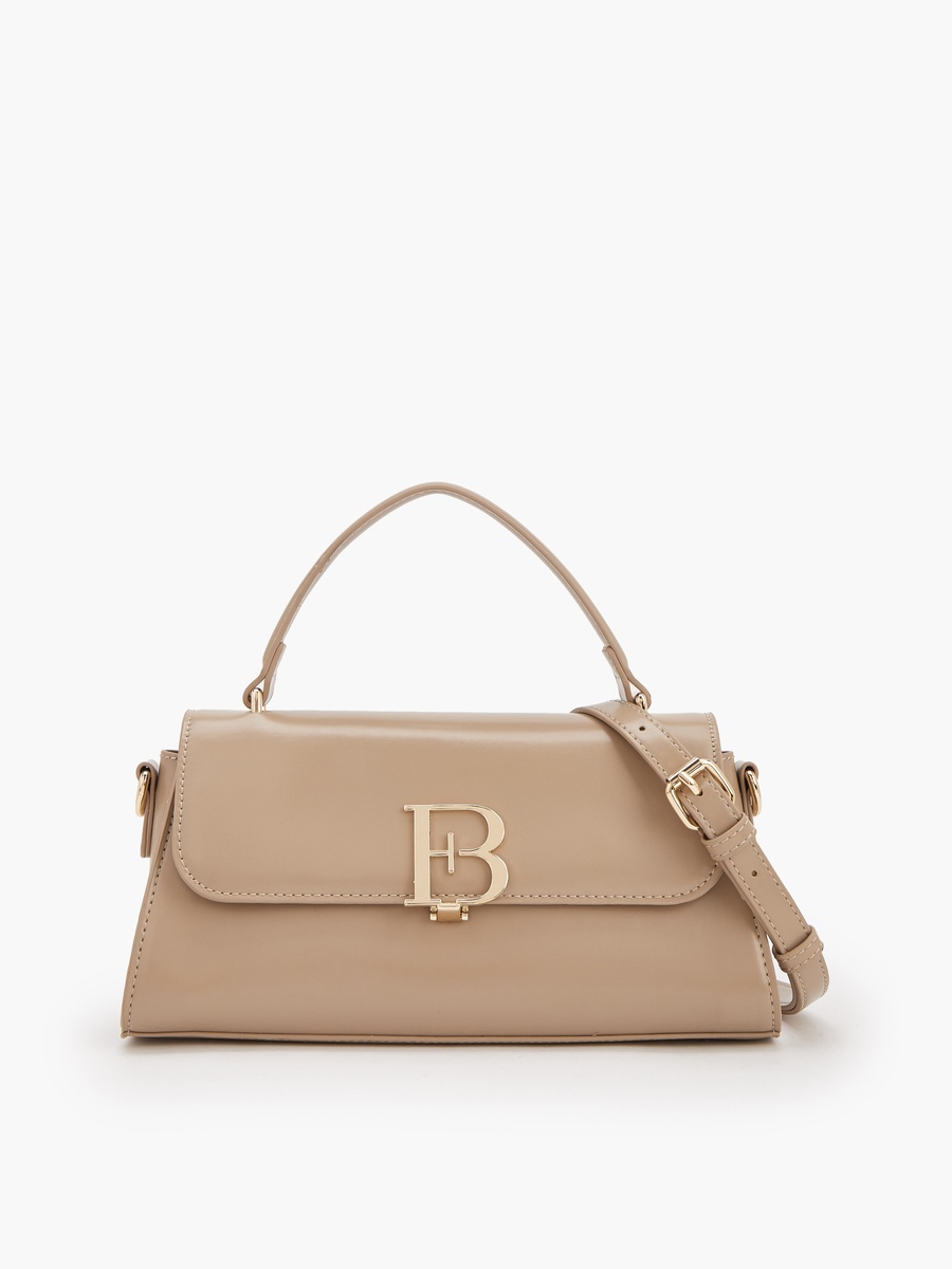 Solid Satchel Bag with Detachable Strap