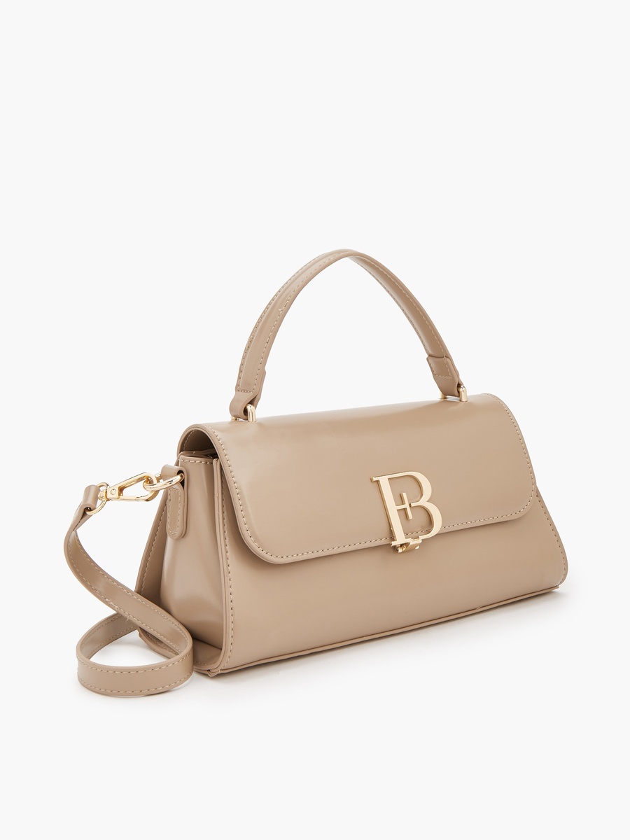 Solid Satchel Bag with Detachable Strap