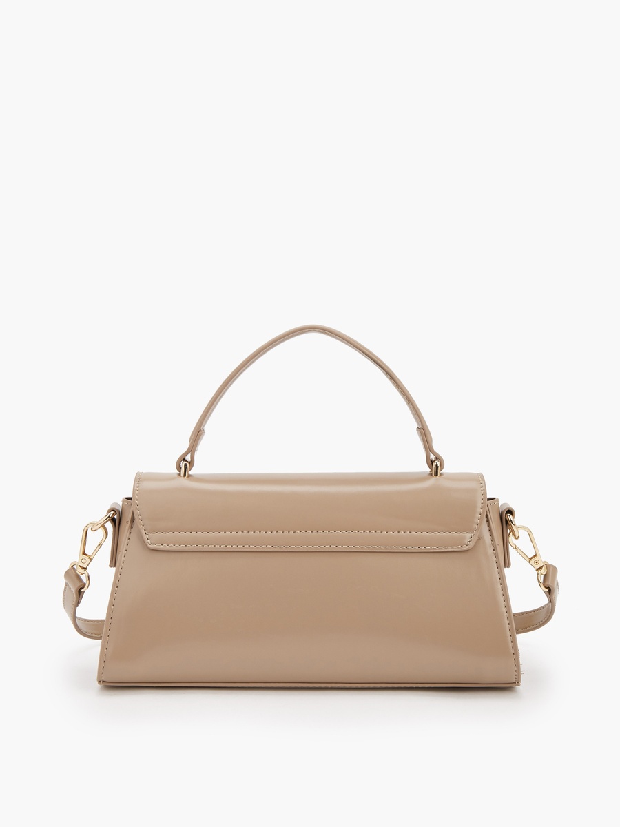 Solid Satchel Bag with Detachable Strap