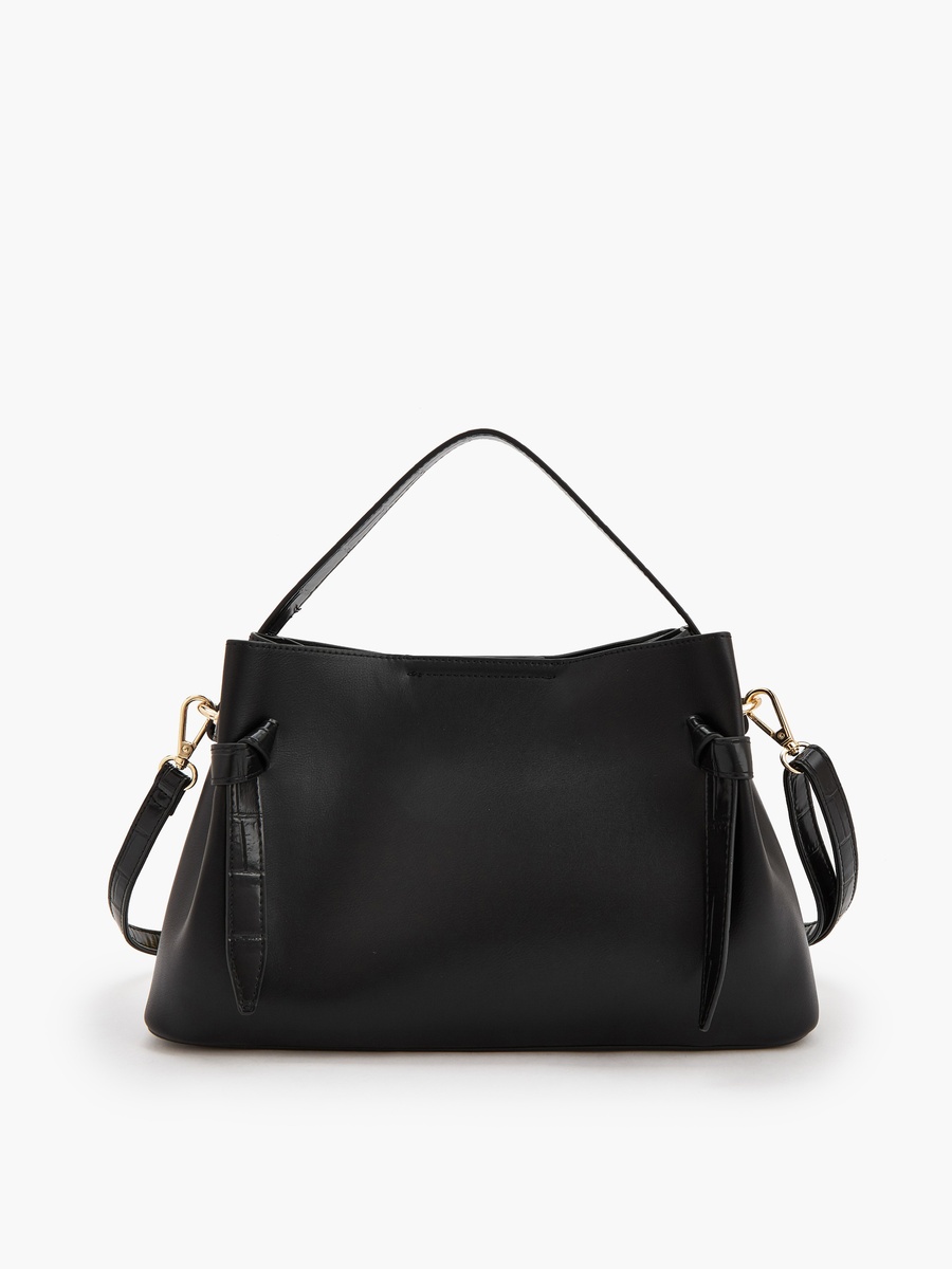 Solid Tote Bag with Detachable Shoulder Strap