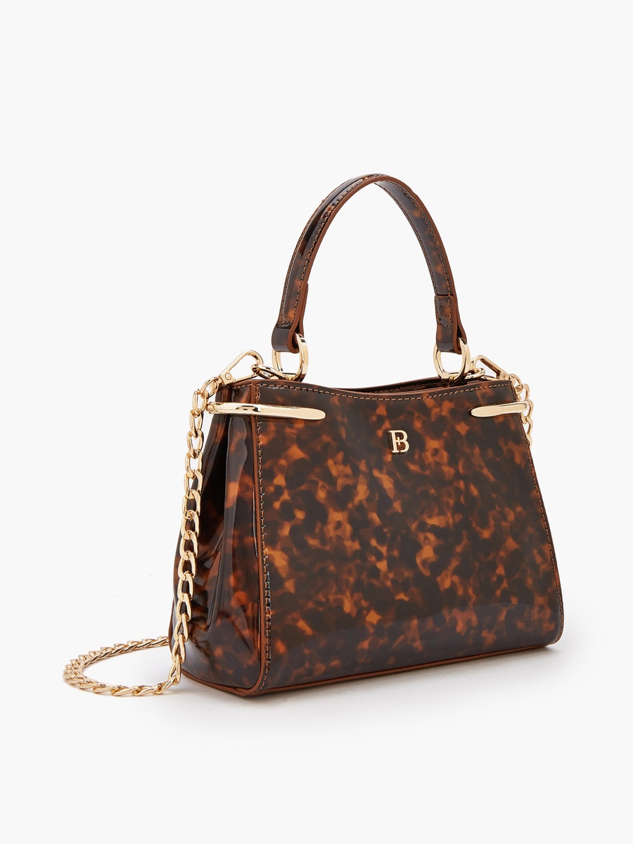 Solid Crossbody Bag with Chain Strap