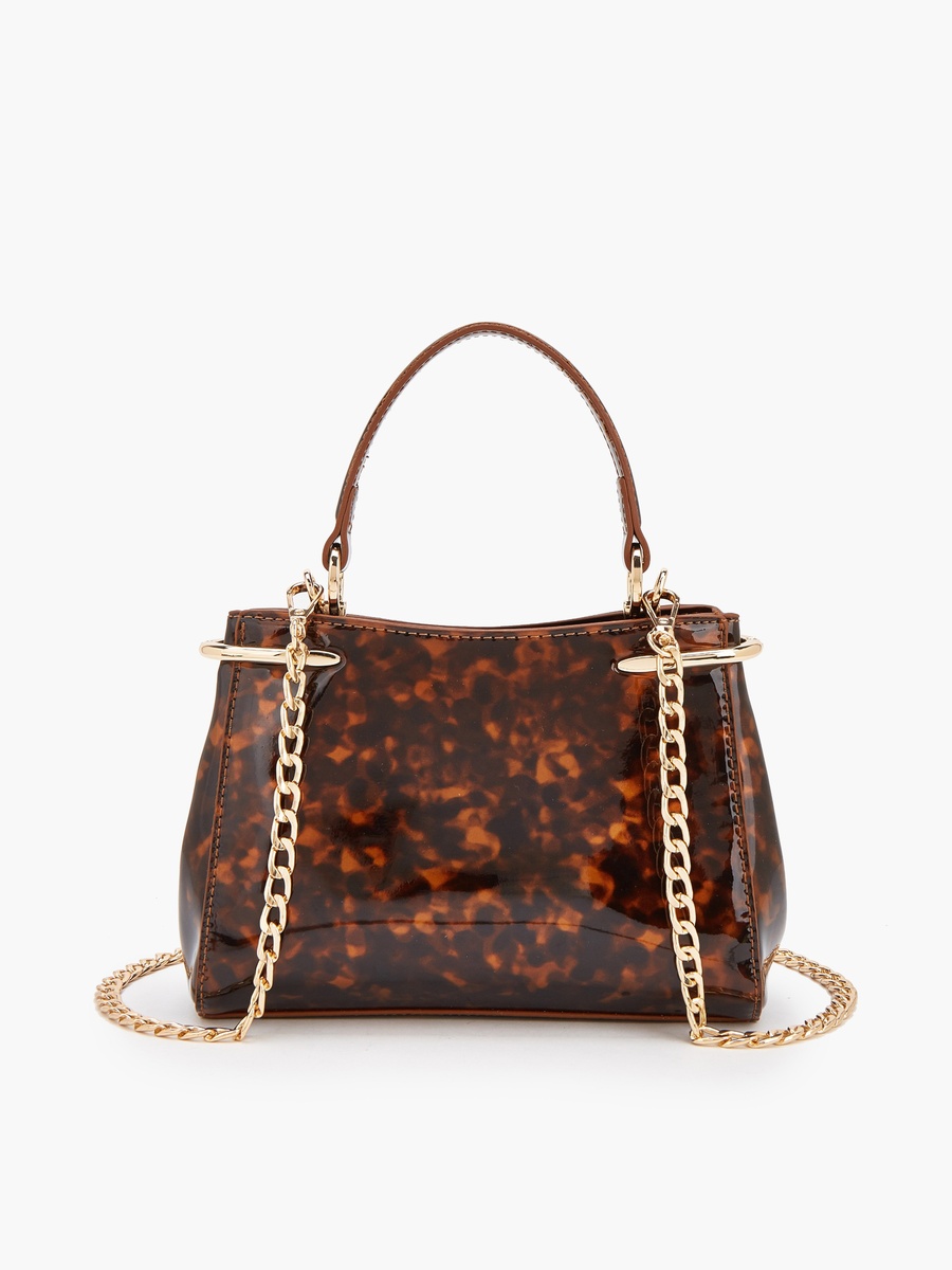 Solid Crossbody Bag with Chain Strap