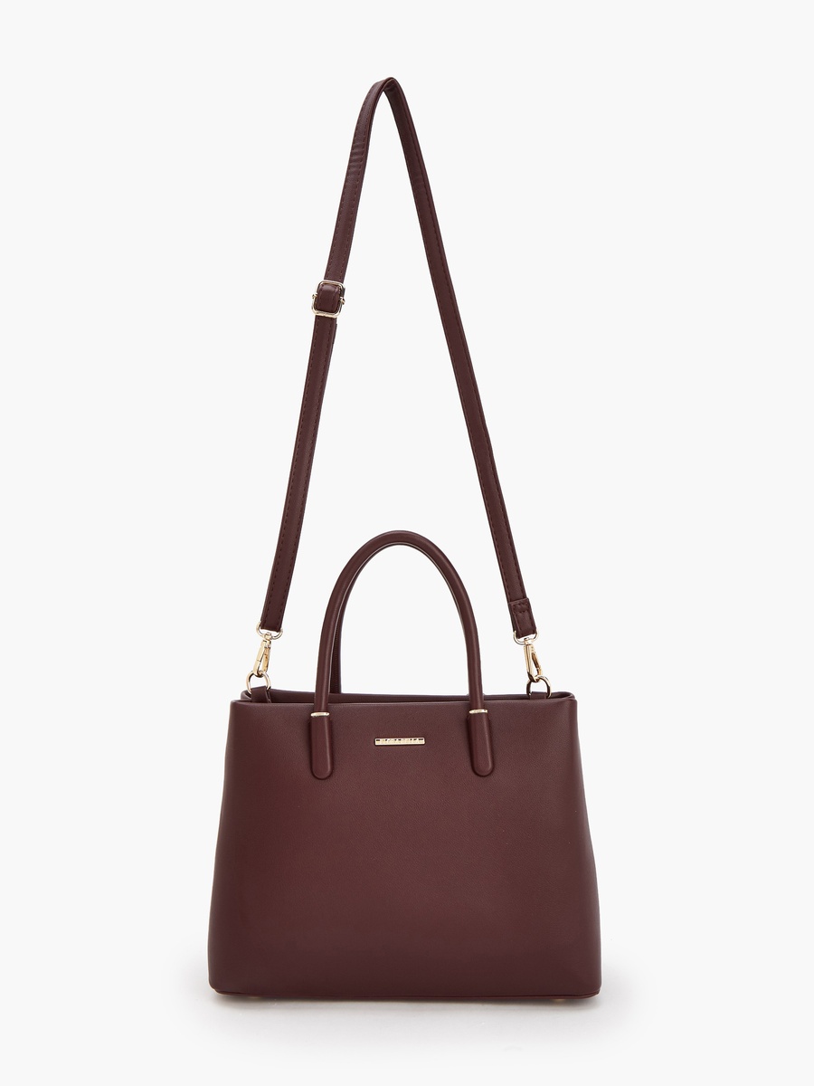 Solid Tote Bag with Detachable Strap