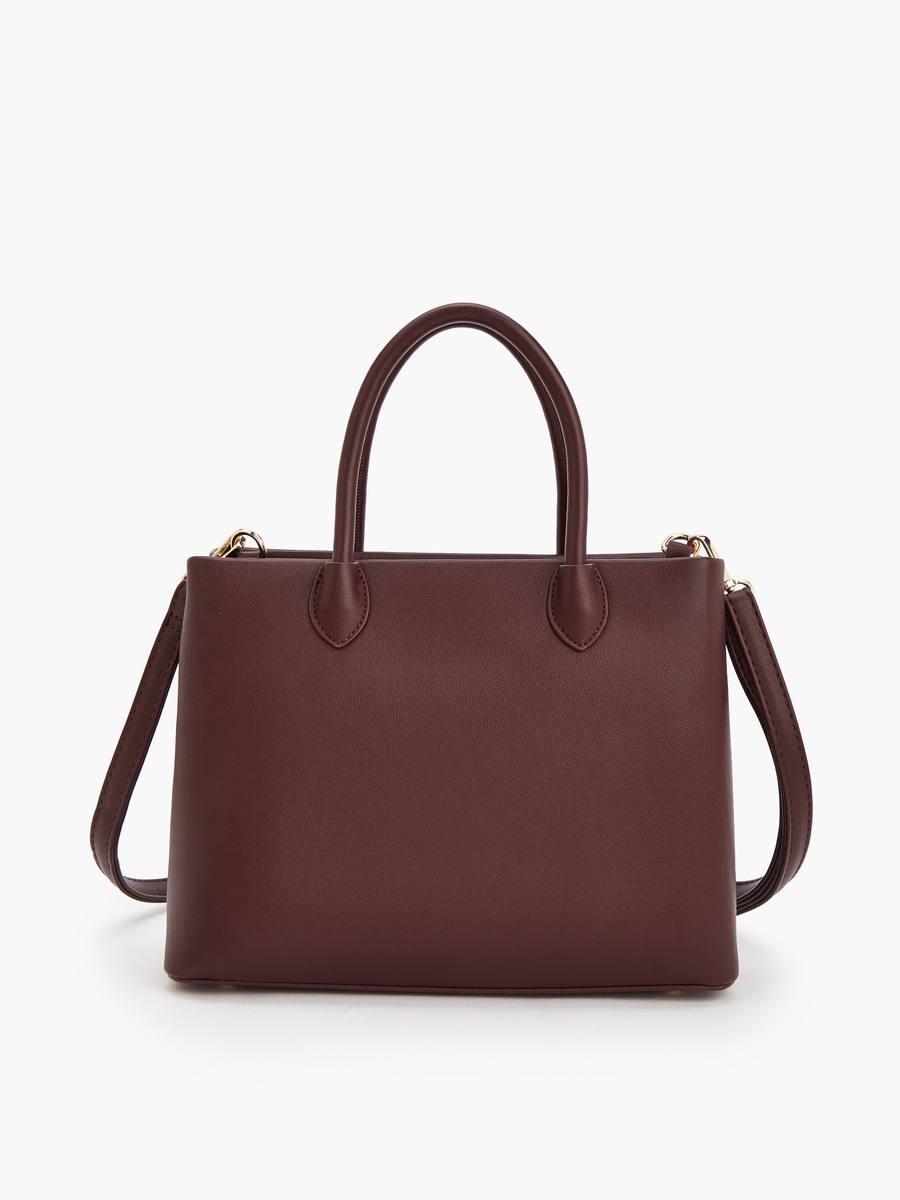Solid Tote Bag with Detachable Strap