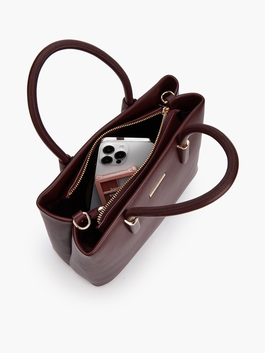 Solid Tote Bag with Detachable Strap