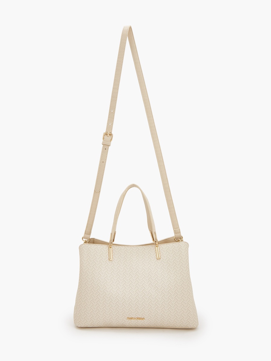 Monogram Print Tote Bag with Detachable Strap