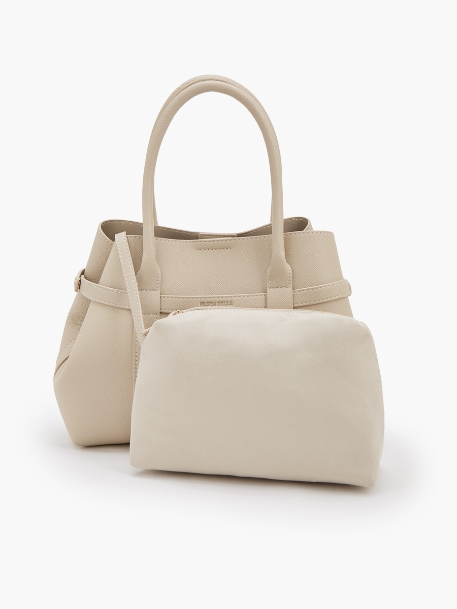Textured Tote Bag with Removable Pouch