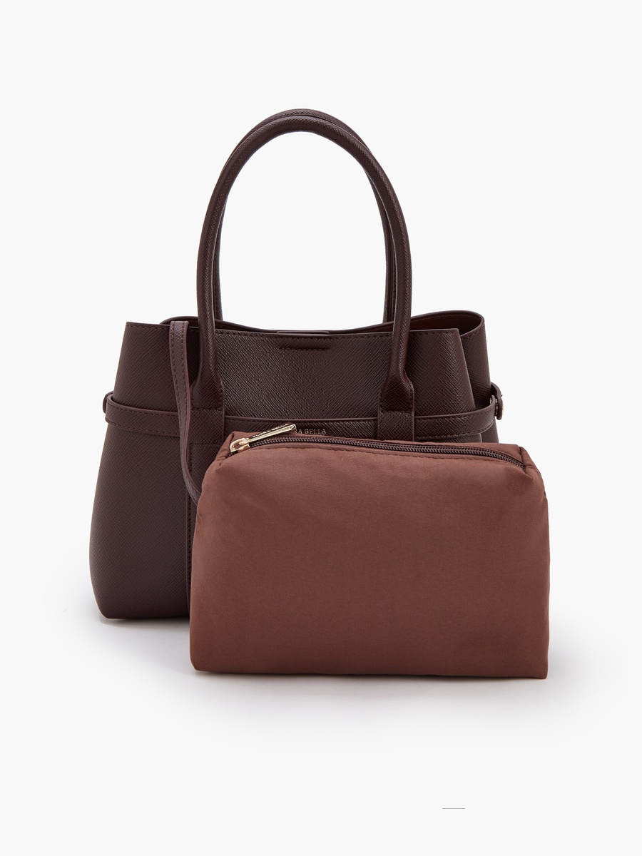 Textured Tote Bag with Removable Pouch