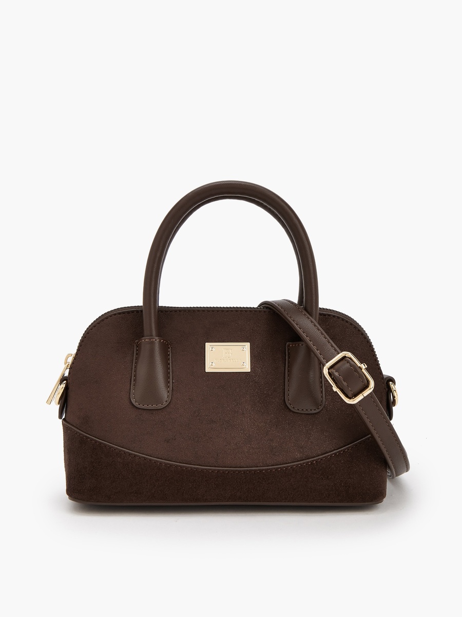Solid Crossbody Bag with Zip Closure