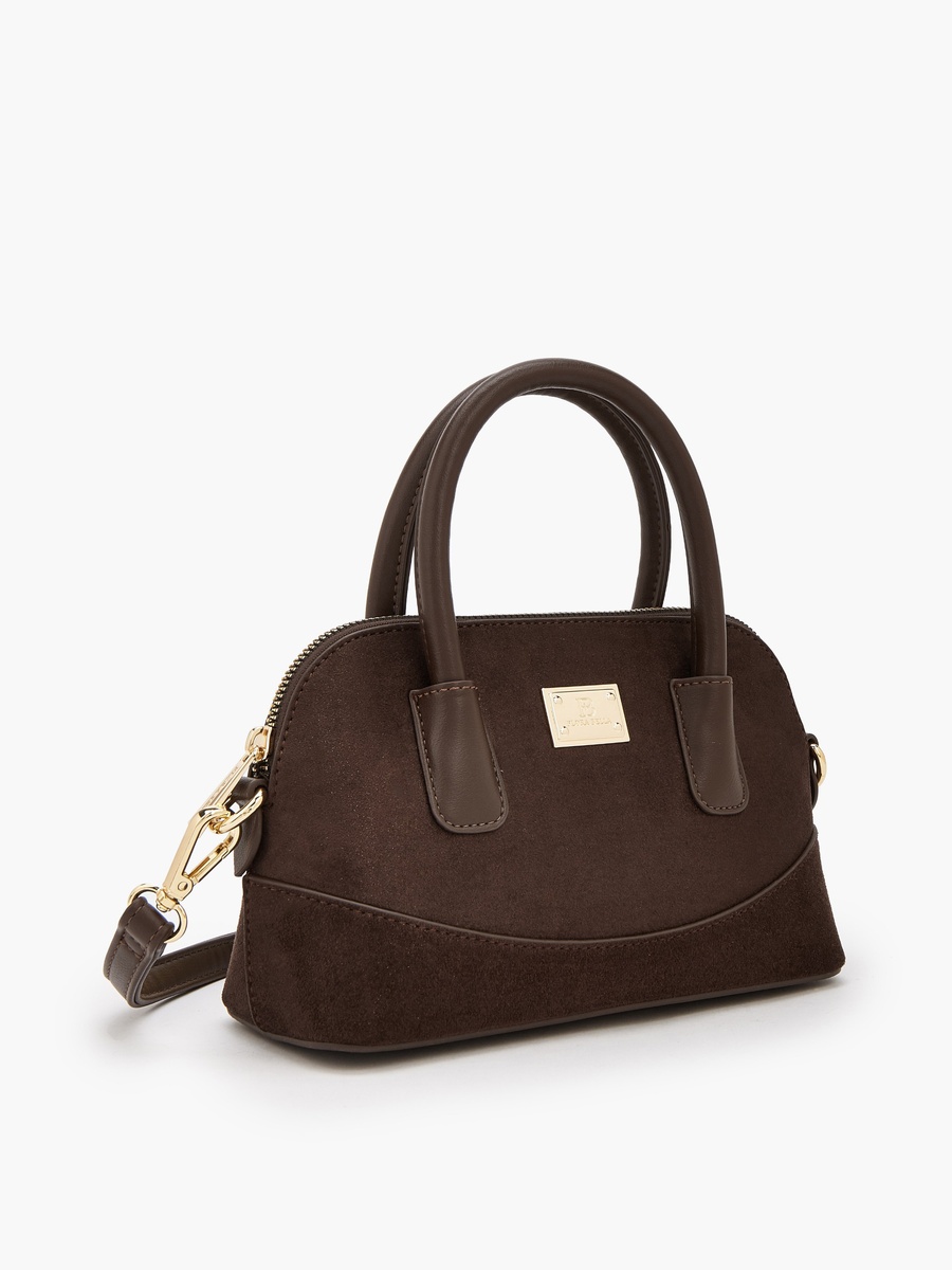 Solid Crossbody Bag with Zip Closure
