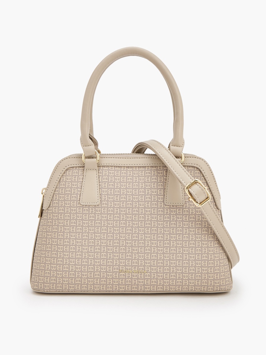 Monogram Print Tote Bag with Detachable Strap