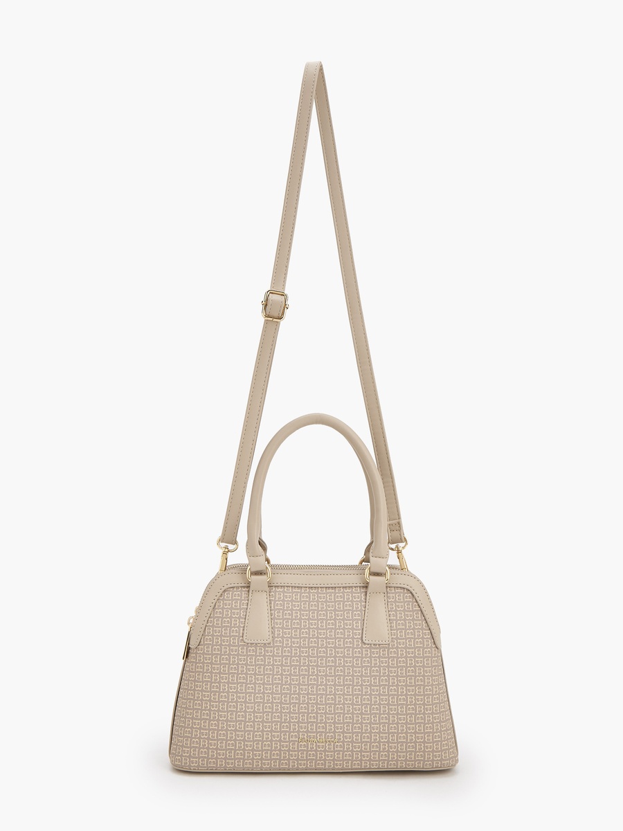 Monogram Print Tote Bag with Detachable Strap