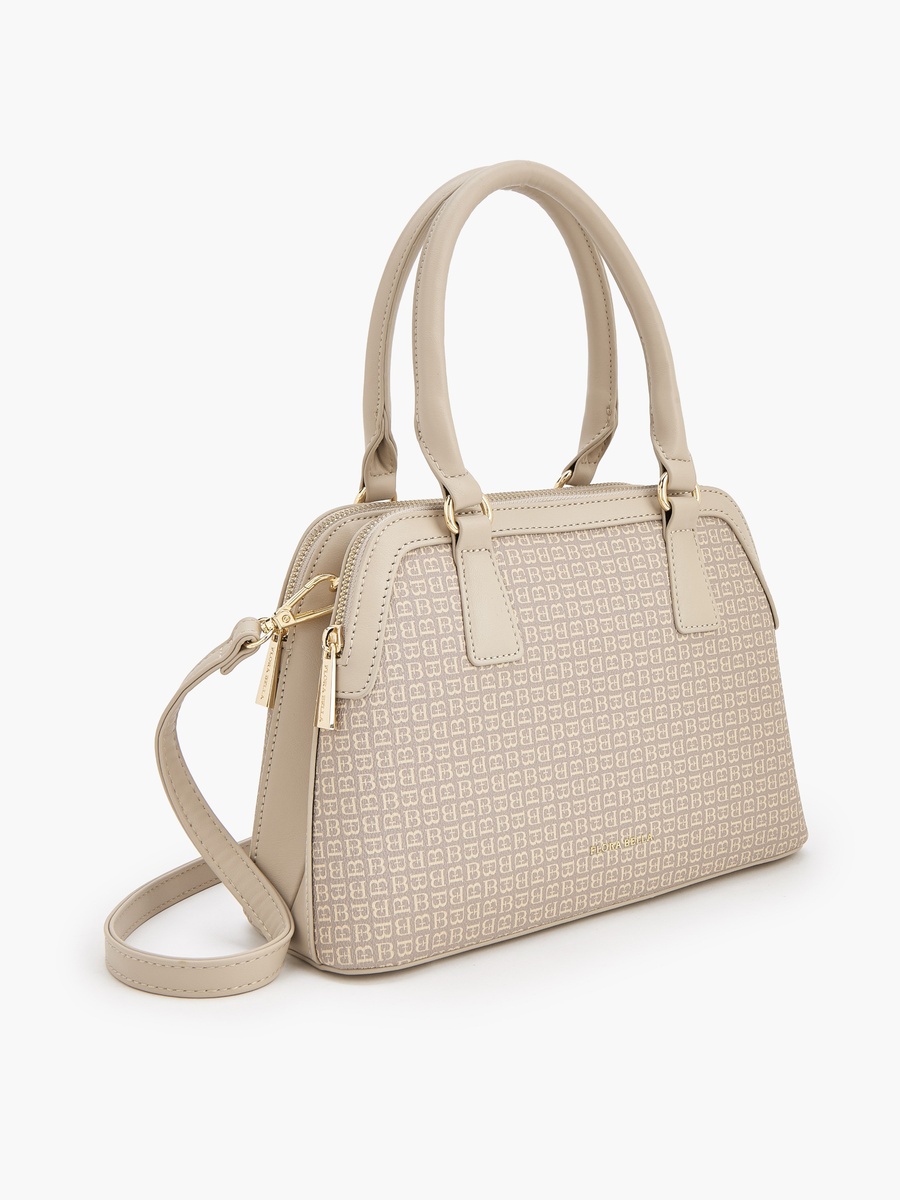 Monogram Print Tote Bag with Detachable Strap