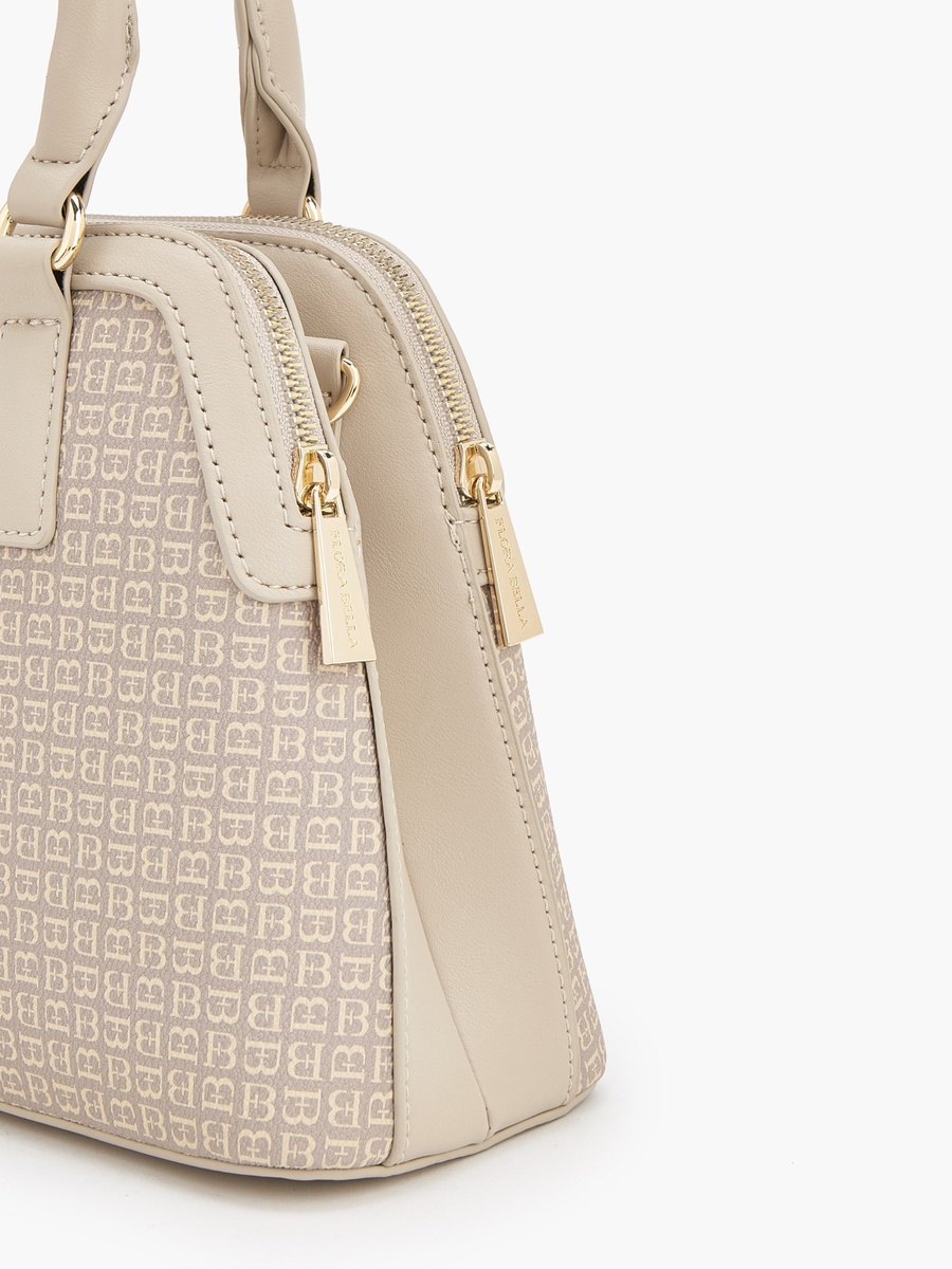 Monogram Print Tote Bag with Detachable Strap