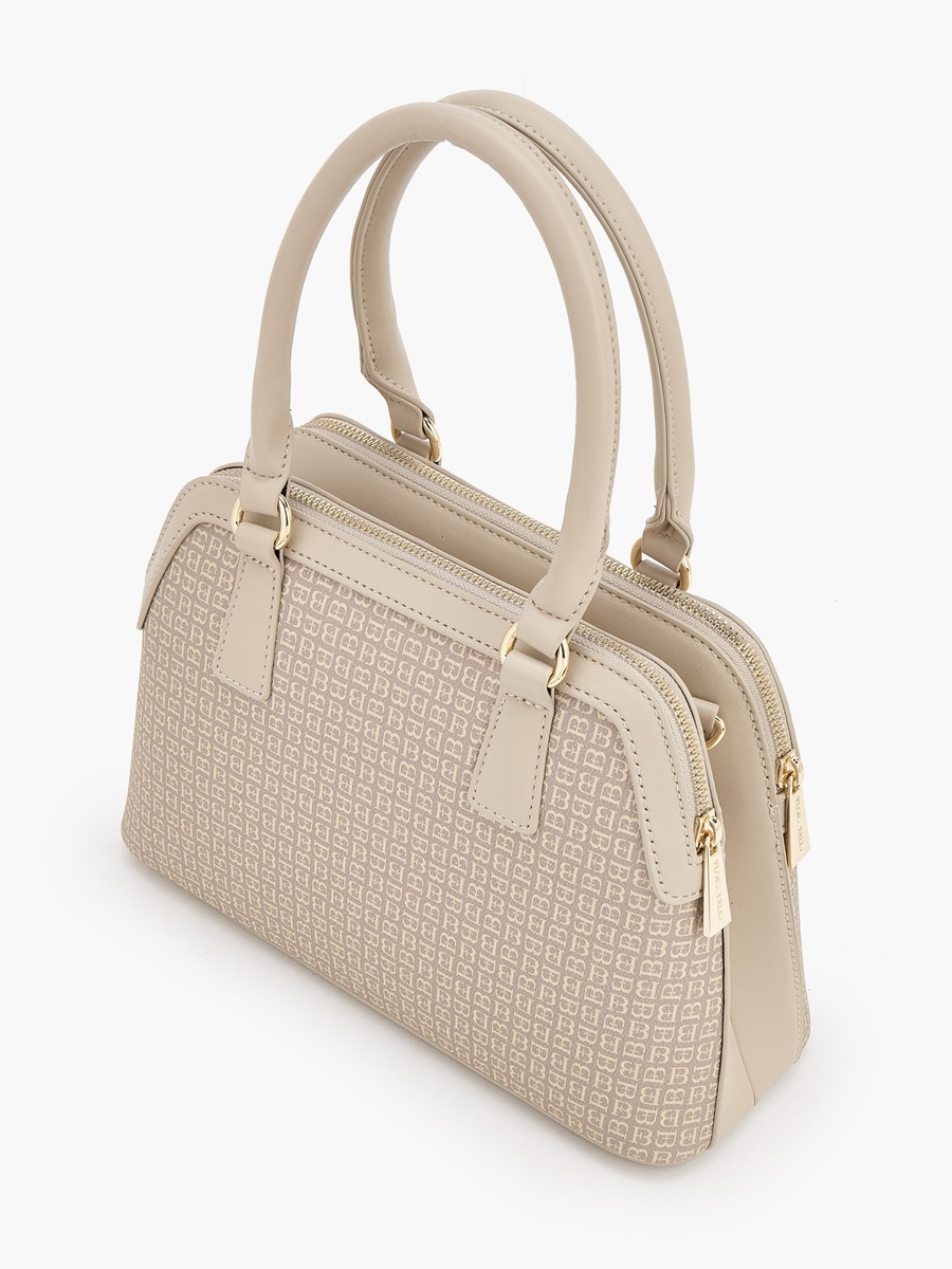 Monogram Print Tote Bag with Detachable Strap