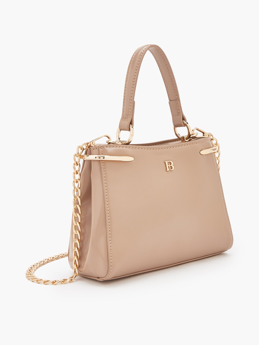 Solid Crossbody Bag with Chain Strap