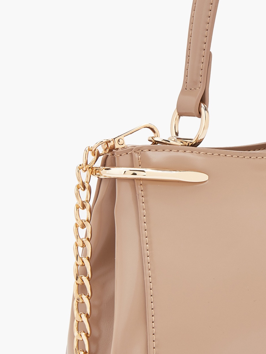 Solid Crossbody Bag with Chain Strap