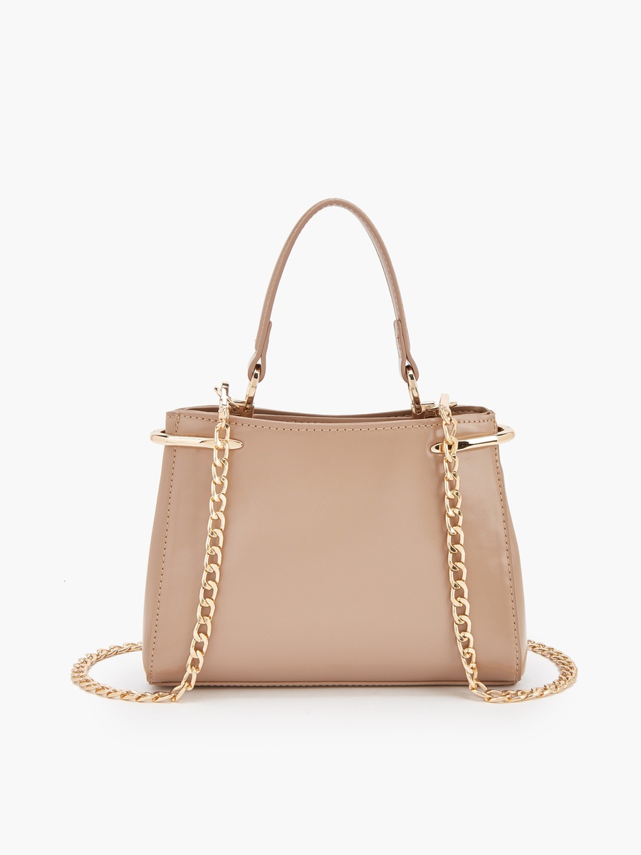 Solid Crossbody Bag with Chain Strap