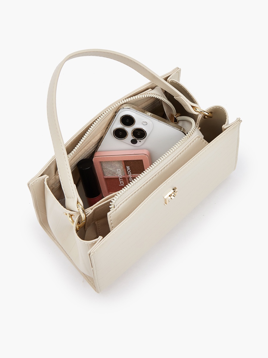 Textured Shoulder Bag with Detachable Strap