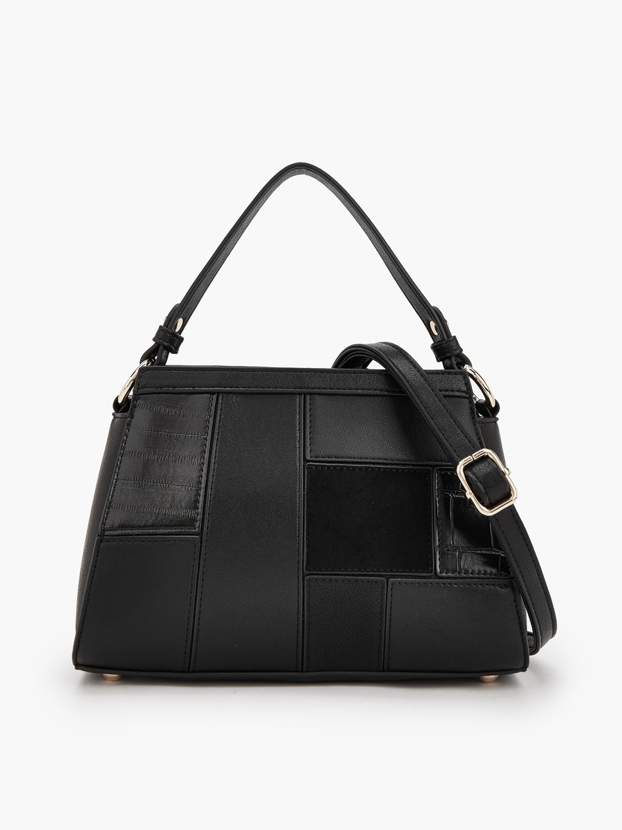 Panelled Shoulder Bag with Zip Closure