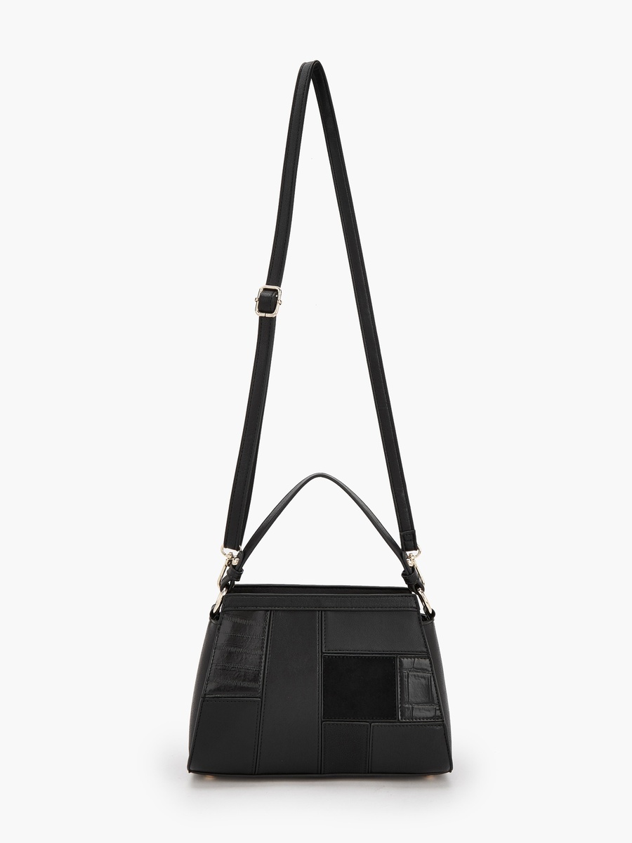 Panelled Shoulder Bag with Zip Closure