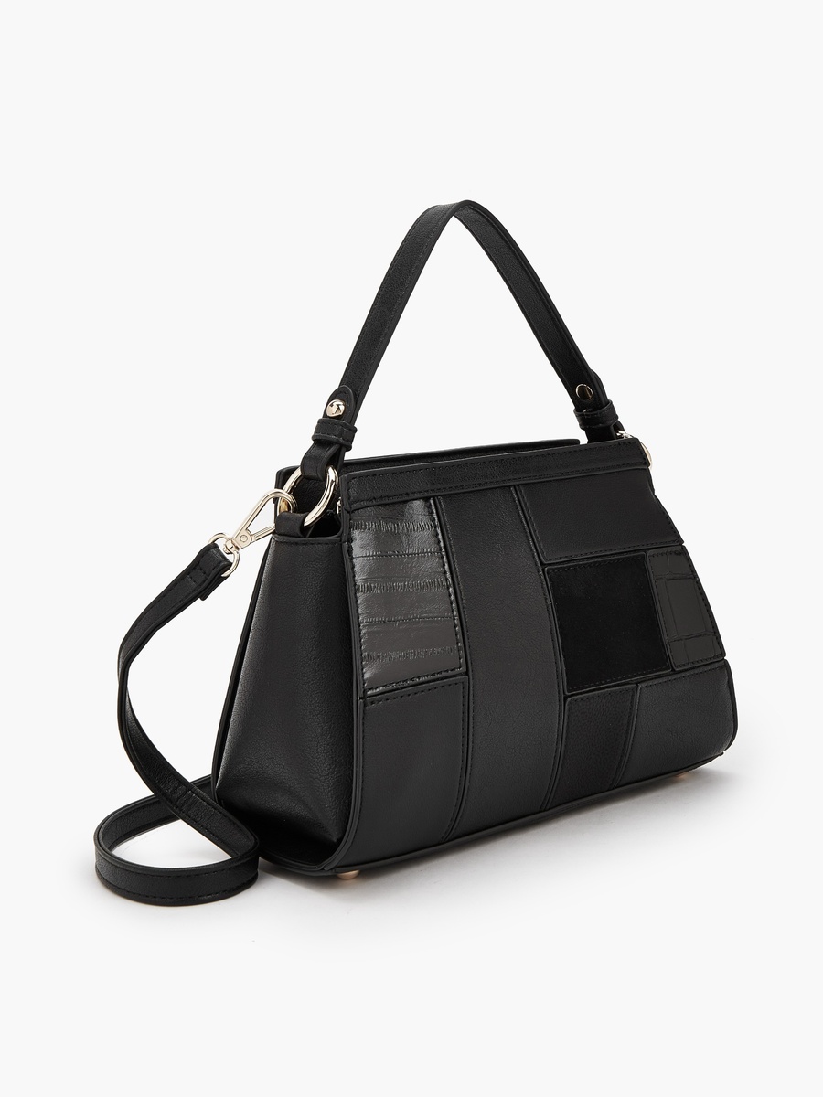 Panelled Shoulder Bag with Zip Closure