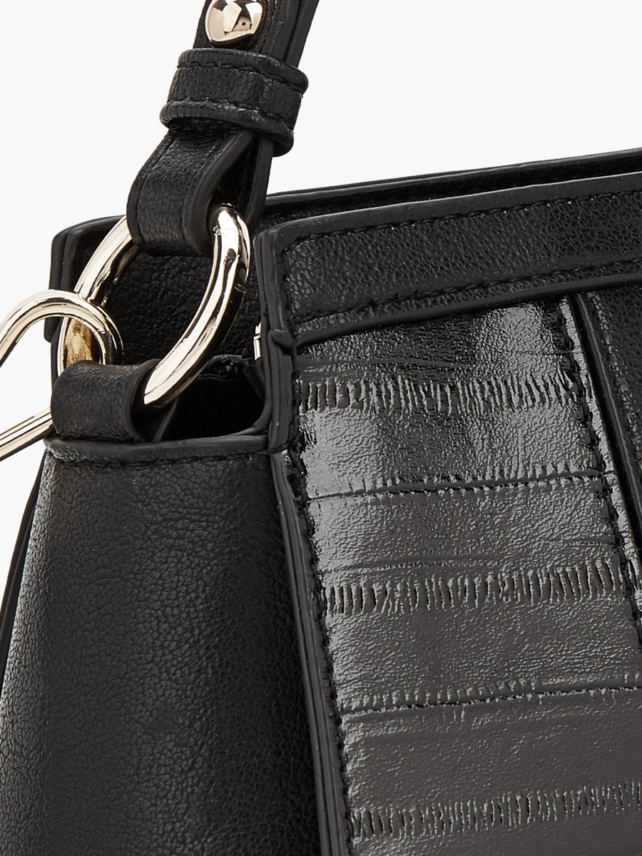 Panelled Shoulder Bag with Zip Closure