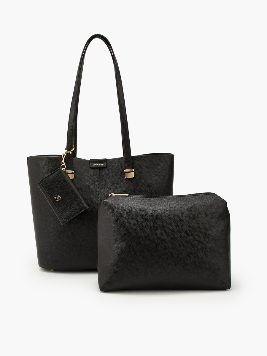 Textured Tote Bag with Pouch and Card Holder