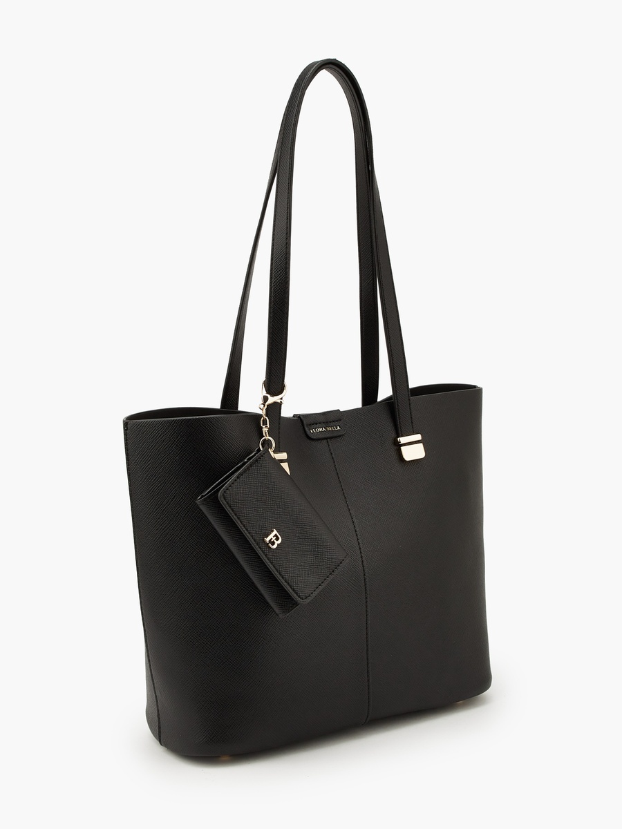 Textured Tote Bag with Pouch and Card Holder