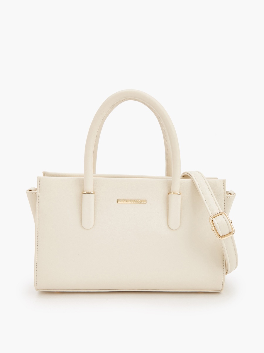 Solid Tote Bag with Detachable Strap