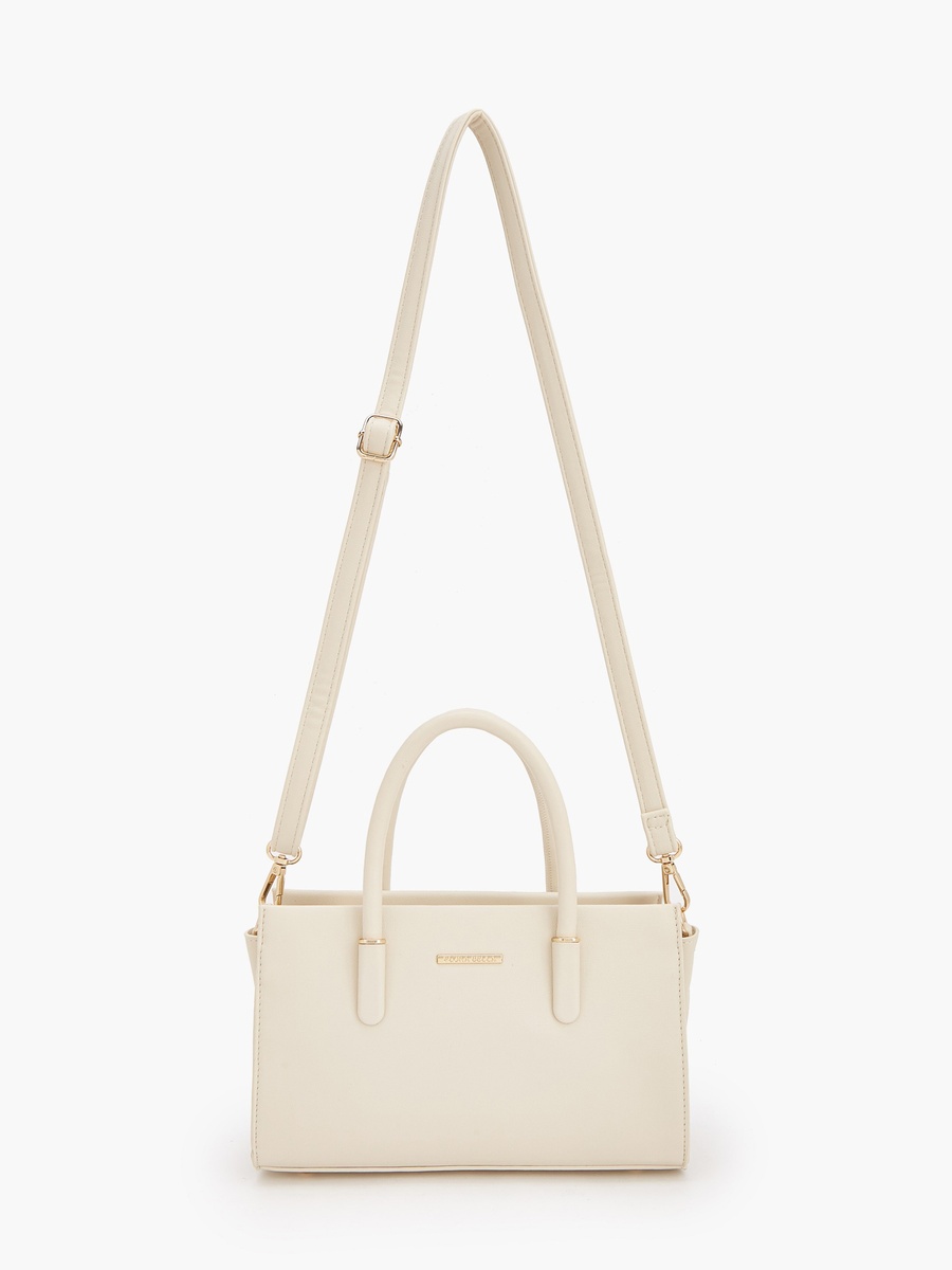 Solid Tote Bag with Detachable Strap