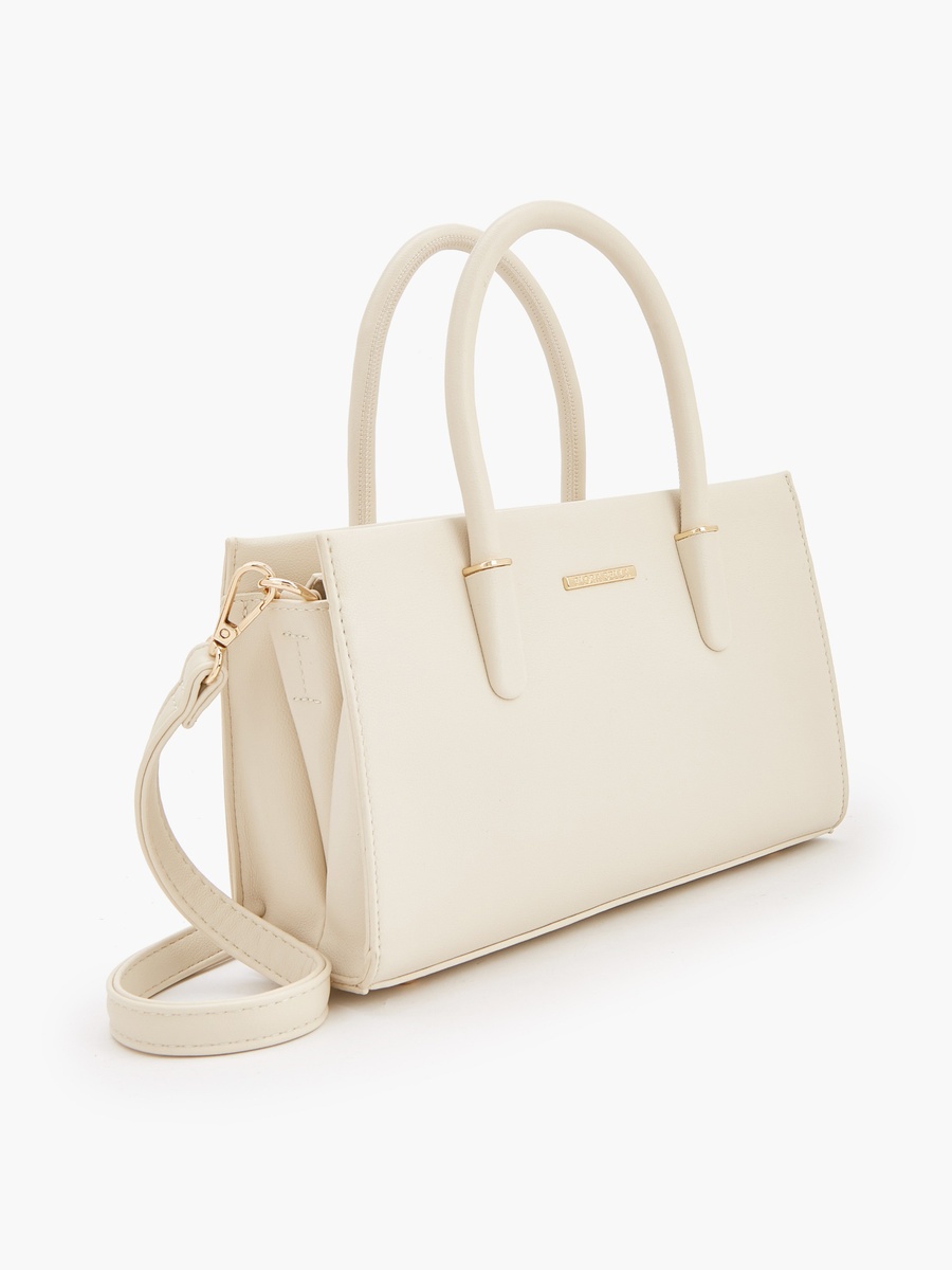 Solid Tote Bag with Detachable Strap