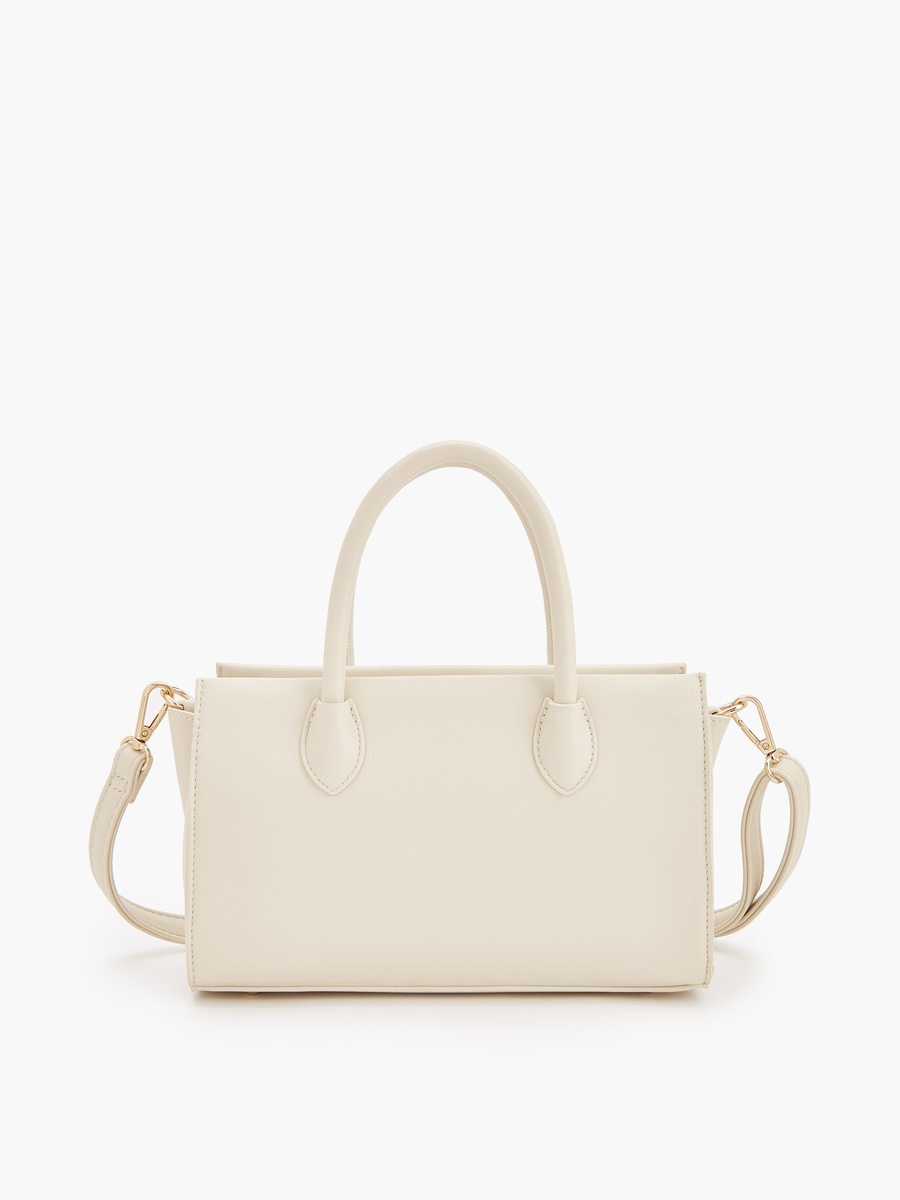 Solid Tote Bag with Detachable Strap