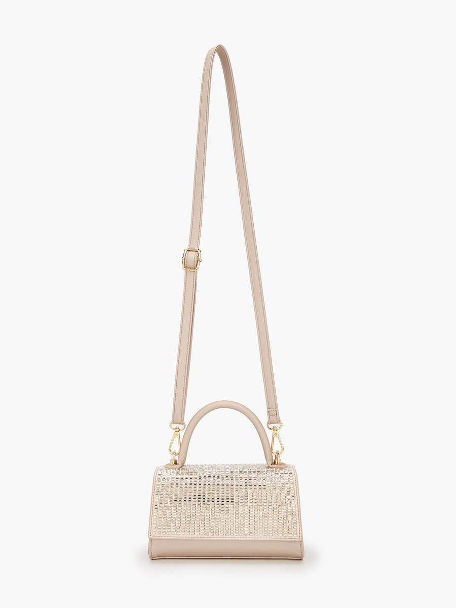 Embellished Satchel Bag with Detachable Strap