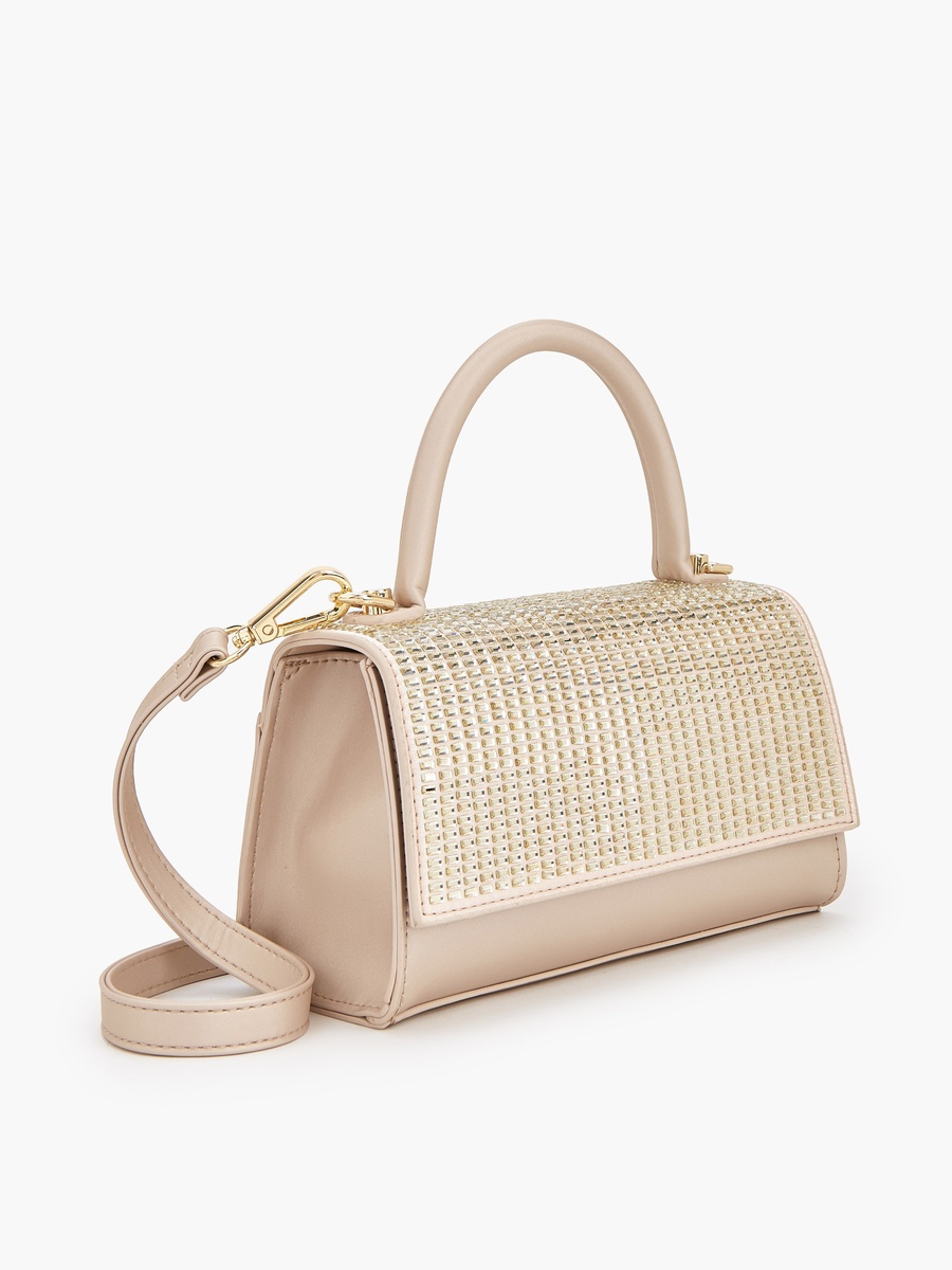 Embellished Satchel Bag with Detachable Strap