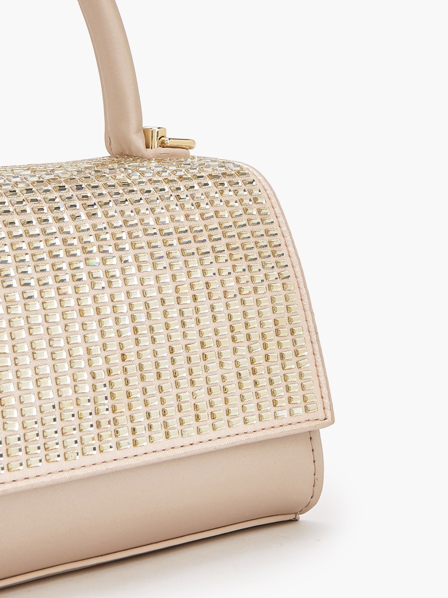 Embellished Satchel Bag with Detachable Strap