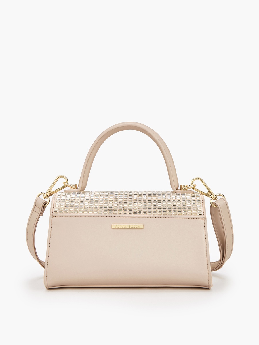 Embellished Satchel Bag with Detachable Strap