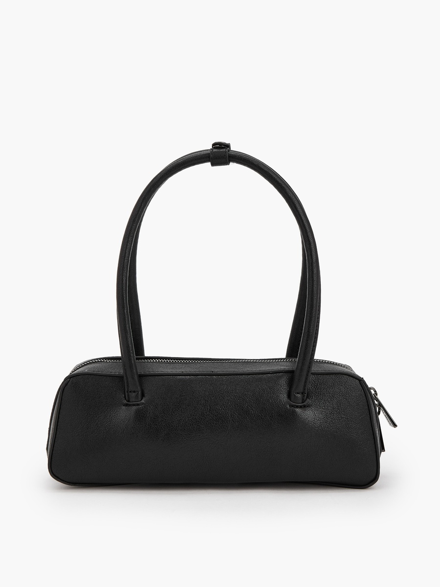 Solid Shoulder Bag with Zip Closure