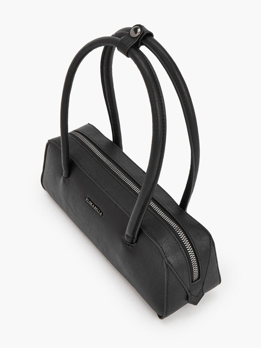 Solid Shoulder Bag with Zip Closure