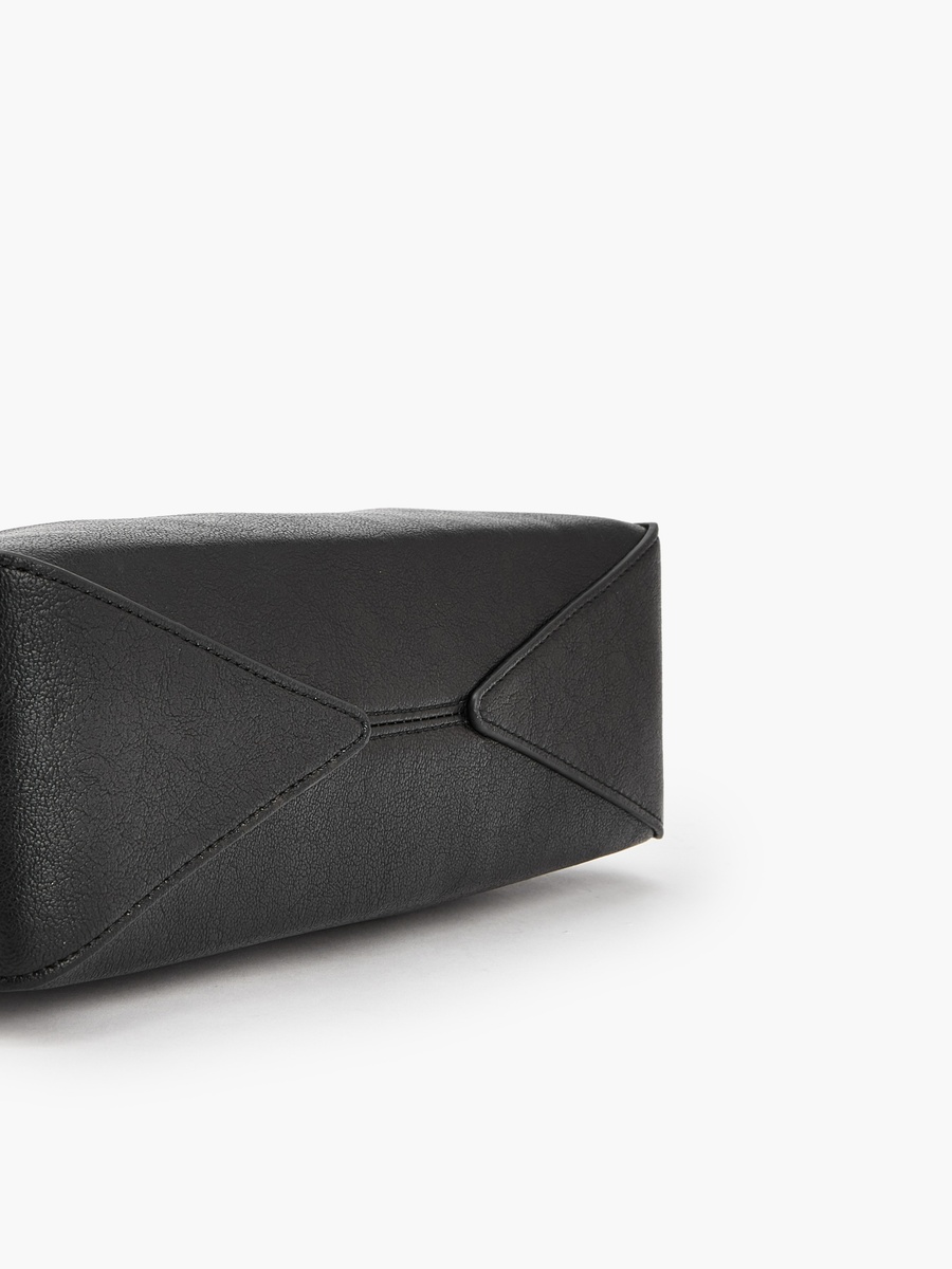 Solid Shoulder Bag with Zip Closure