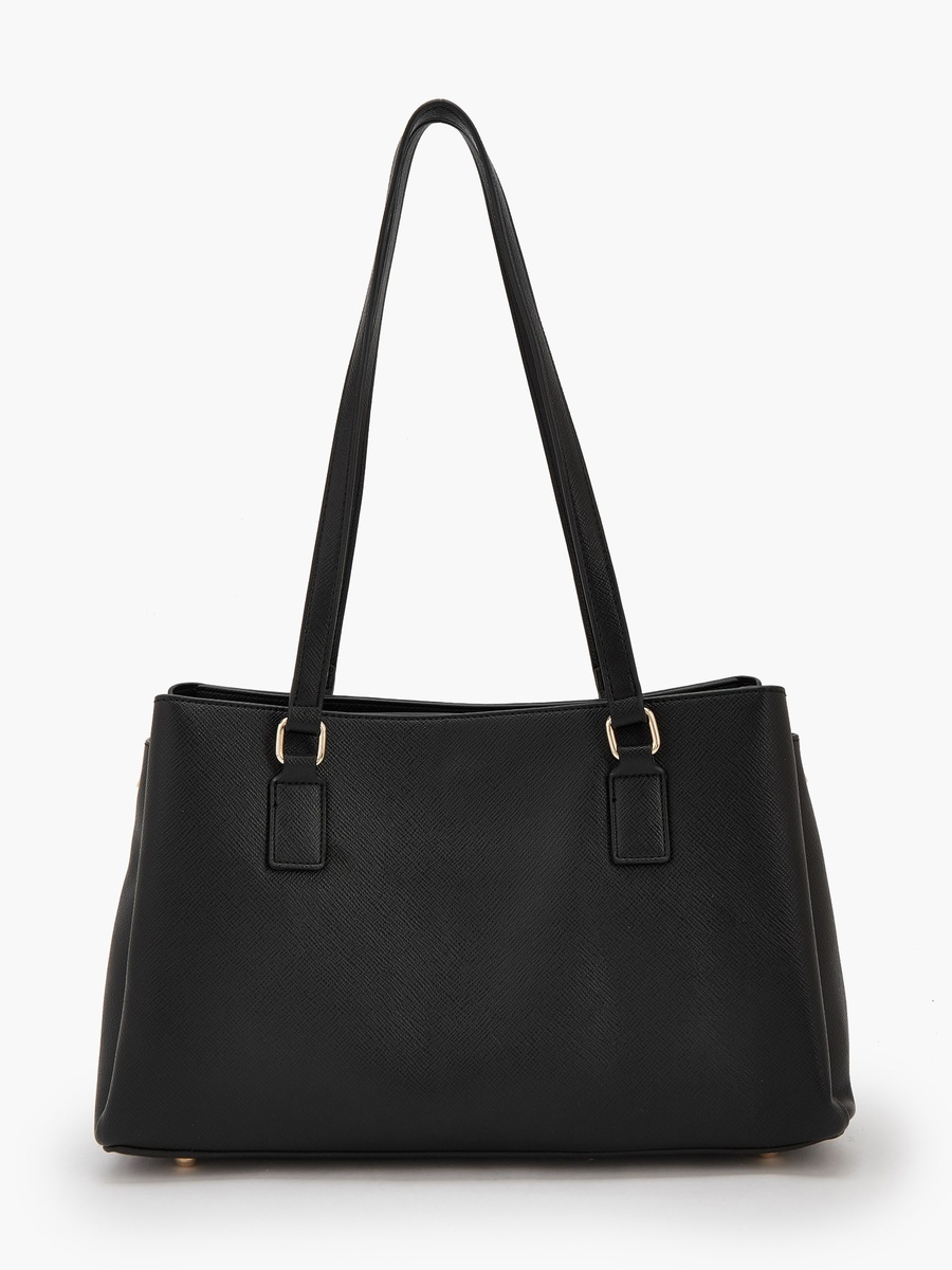 Solid Shoulder Bag with Zip Closure
