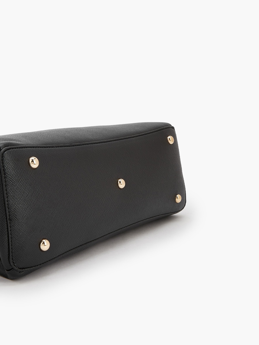 Solid Shoulder Bag with Zip Closure