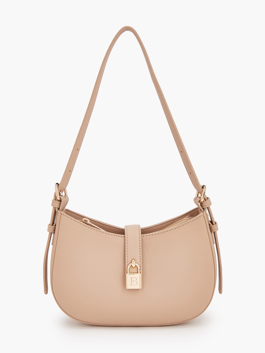 Solid Shoulder Bag with Zip Closure