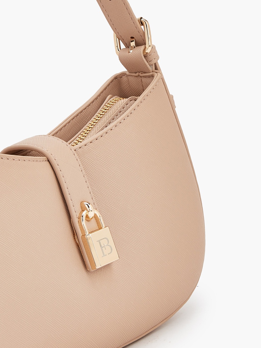 Solid Shoulder Bag with Zip Closure