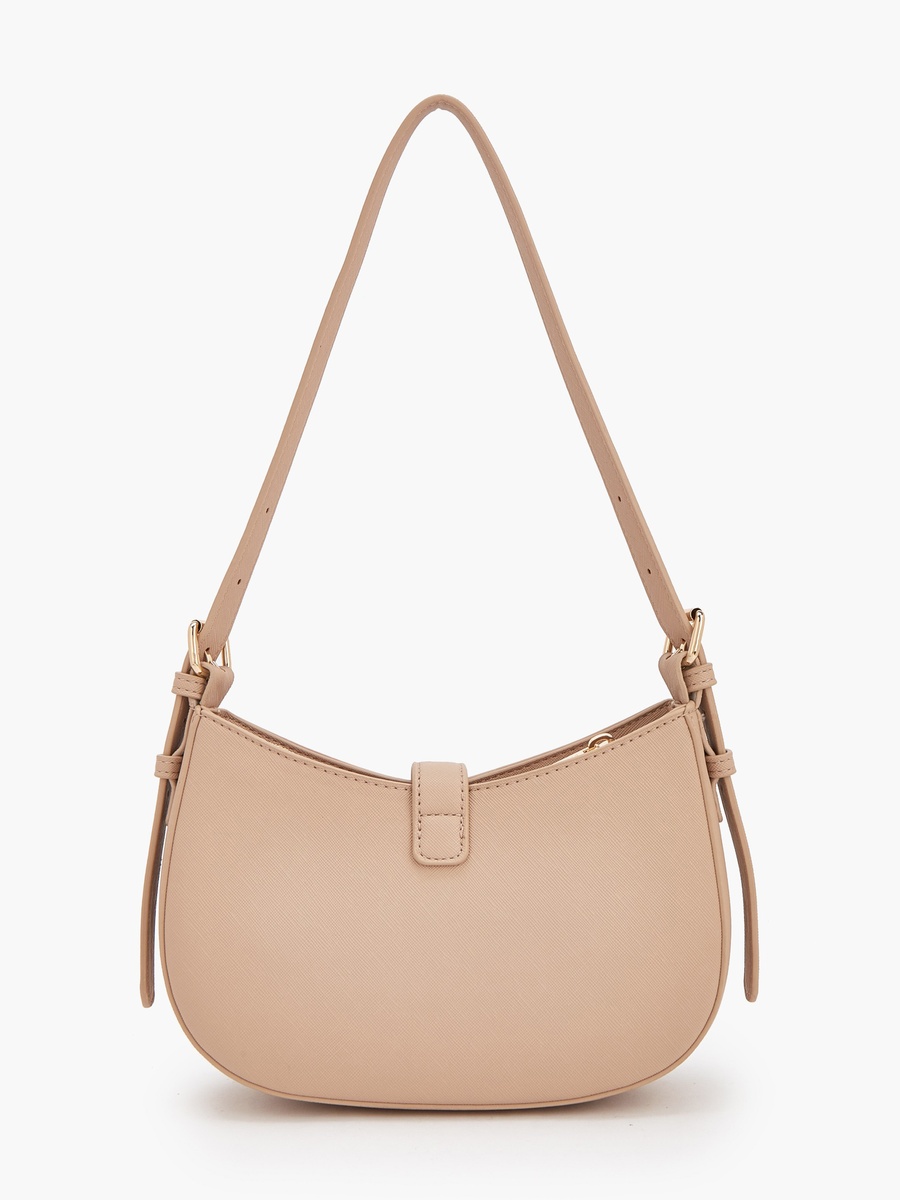 Solid Shoulder Bag with Zip Closure