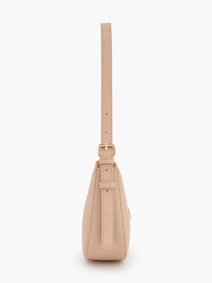Solid Shoulder Bag with Zip Closure