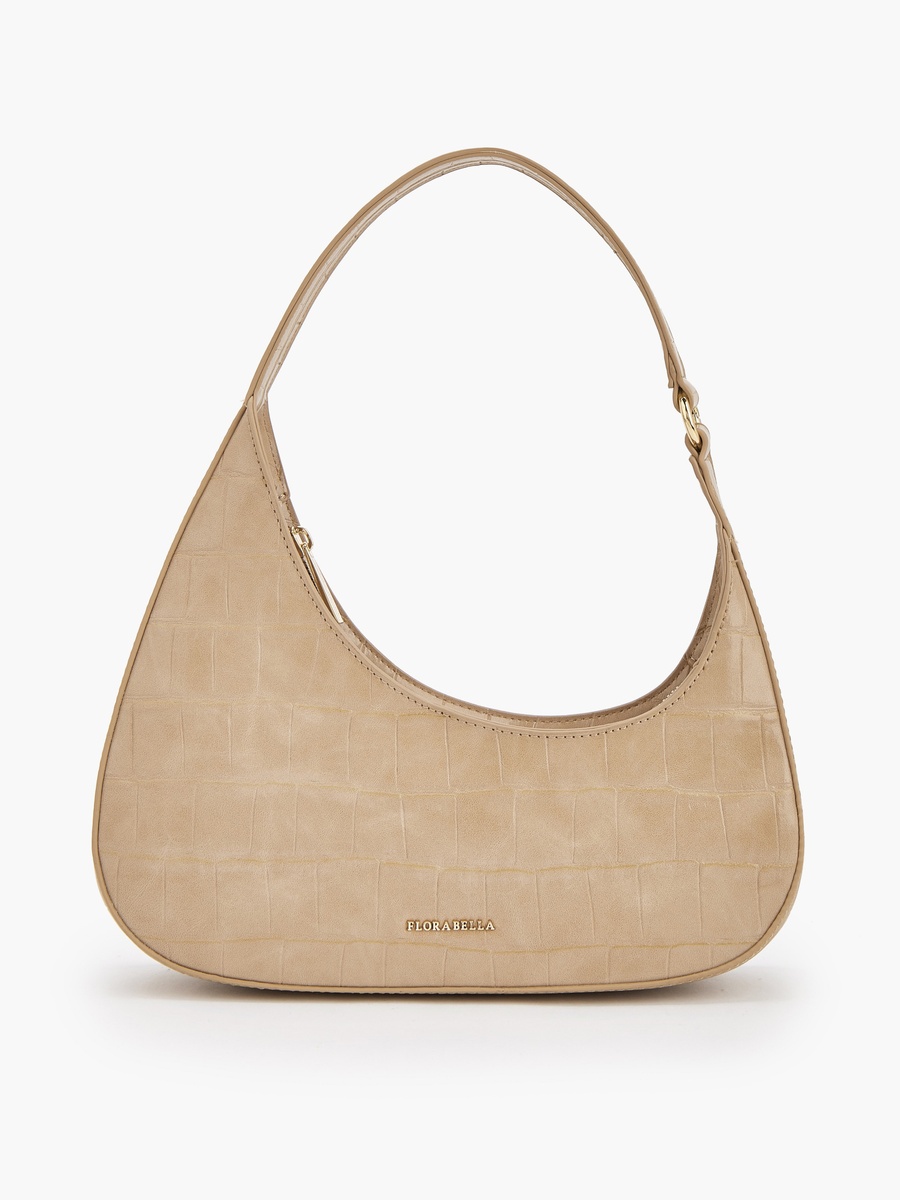 Textured Shoulder Bag with Zip Closure