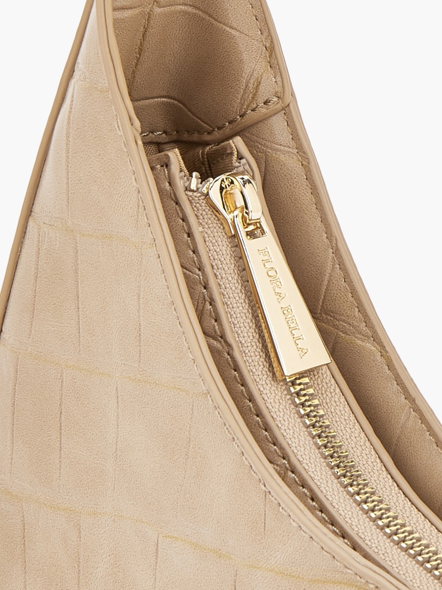 Textured Shoulder Bag with Zip Closure