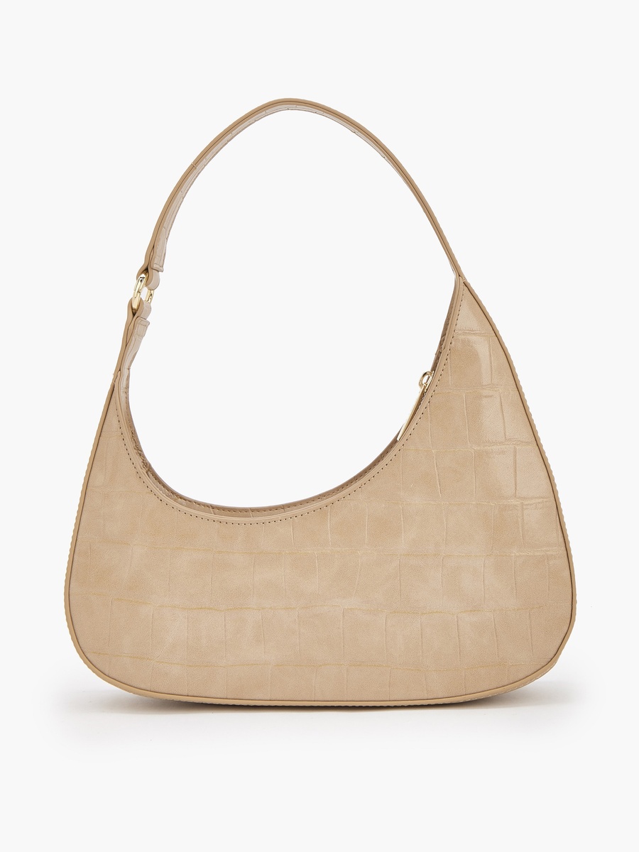 Textured Shoulder Bag with Zip Closure