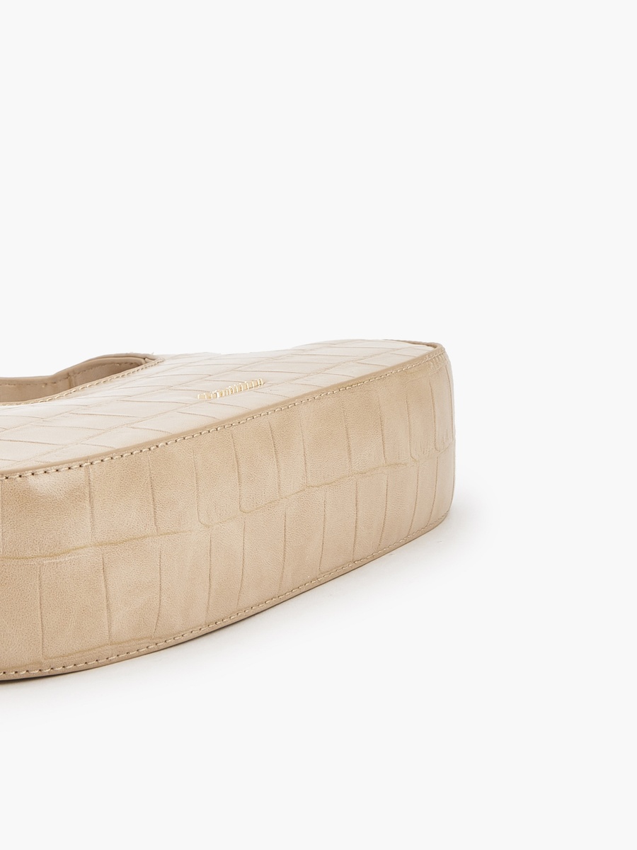 Textured Shoulder Bag with Zip Closure